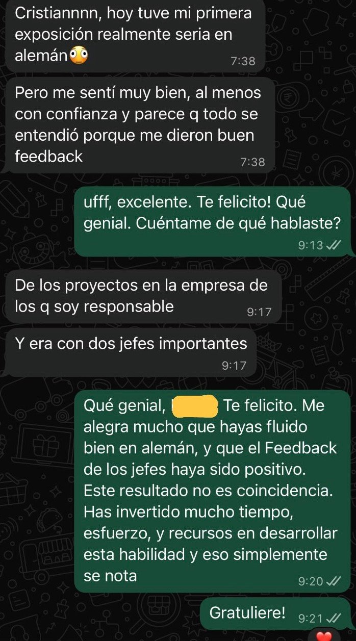 Un estudiante comparte su avance profesional con el alemán